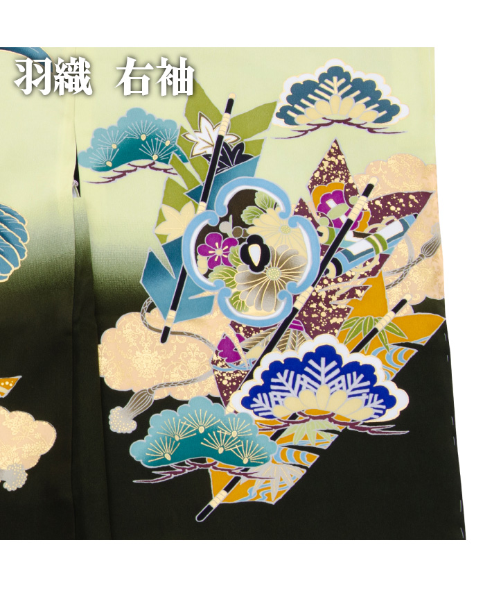 七五三 着物 男の子 五歳 正絹 13点フルセット 羽織袴セット 鷹 松