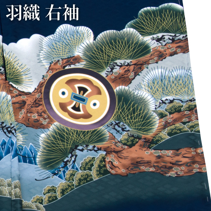 七五三 着物 男の子 五歳 13点フルセット 長門 鷹 富士 紺 羽織袴