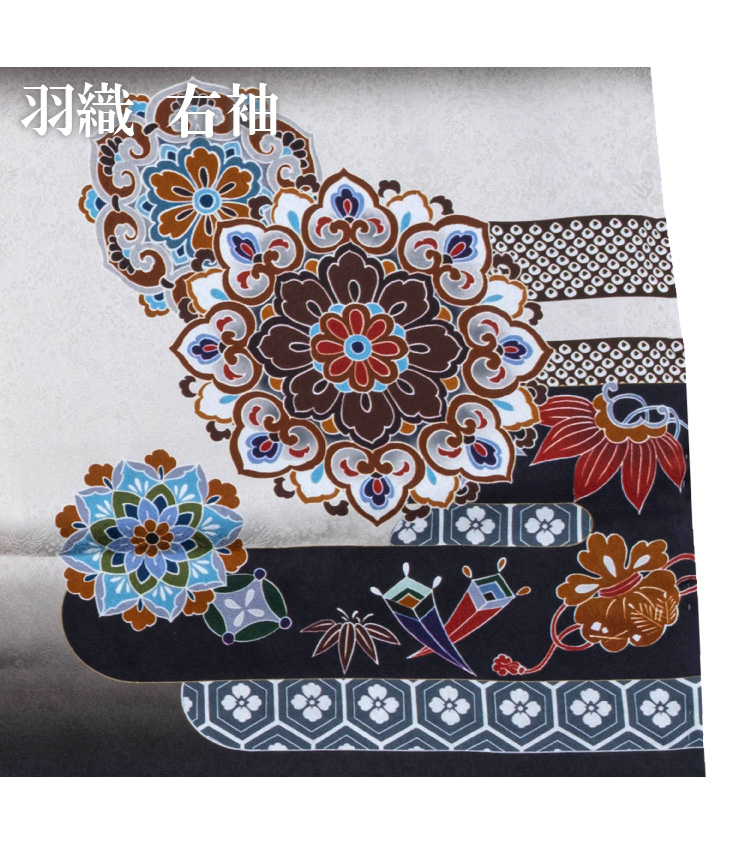 七五三 着物 男の子 五歳 正絹 13点 フルセット 羽織袴セット 黒 ブラック グレー 兜 龍 刺繍入り 金糸 753 五才 5歳 子供 販売 購入 送料無料 totalset-00038_5