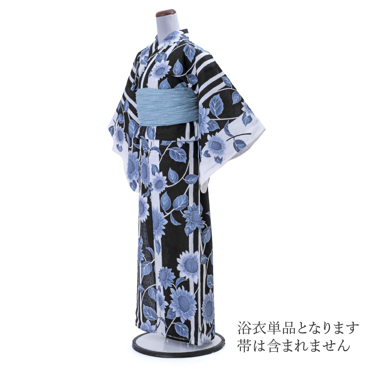 黒地の浴衣 L ゆかた ユカタ 自宅で洗えるゆかた ブラック 浴衣単品販売 浴衣単品 桜黒地D 仕立上りの浴衣 日本の夏美人 : 京都ひのや