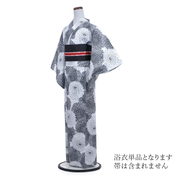 浴衣 レディース 女性用 夏音 collection グレー 灰色 白 ホワイト 夏