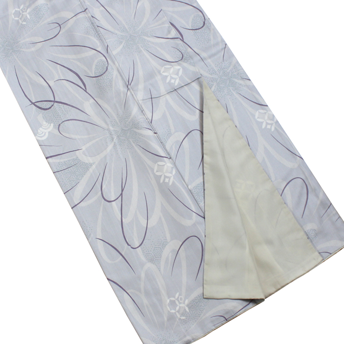 小紋着物 袷 正絹 Lサイズ 新品 着物 ベージュ グレー 花 抽象花