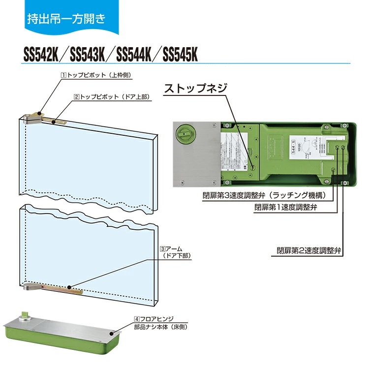 DIA フロアヒンジ SS544K ダイア dia OHTORI 大鳥機工 一般ドア用 持出