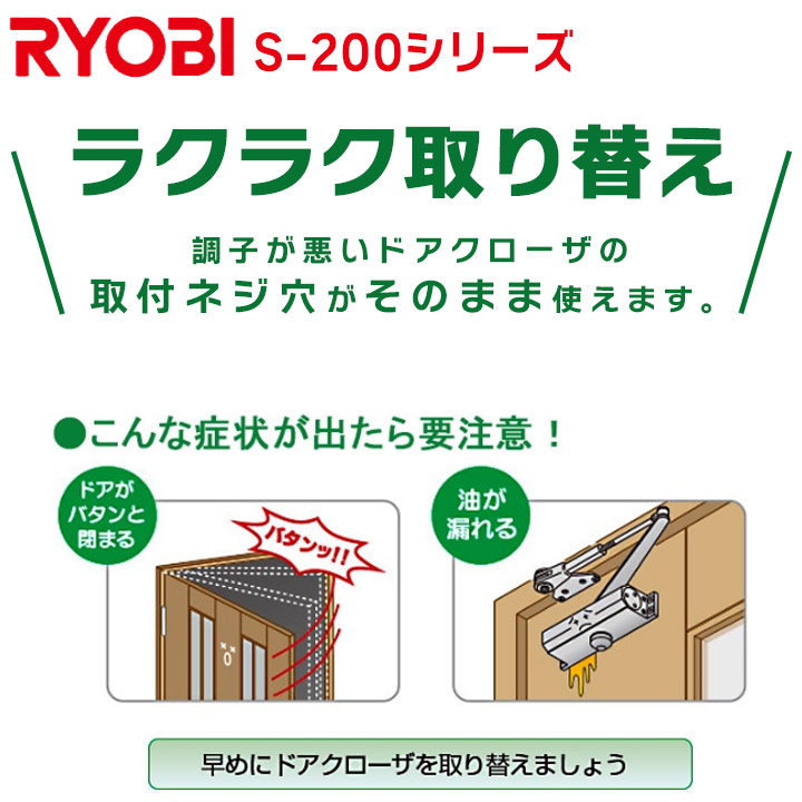 リョービ（RYOBI） S-202P パラレル型 取替用ドアクローザ RYOBI S202P