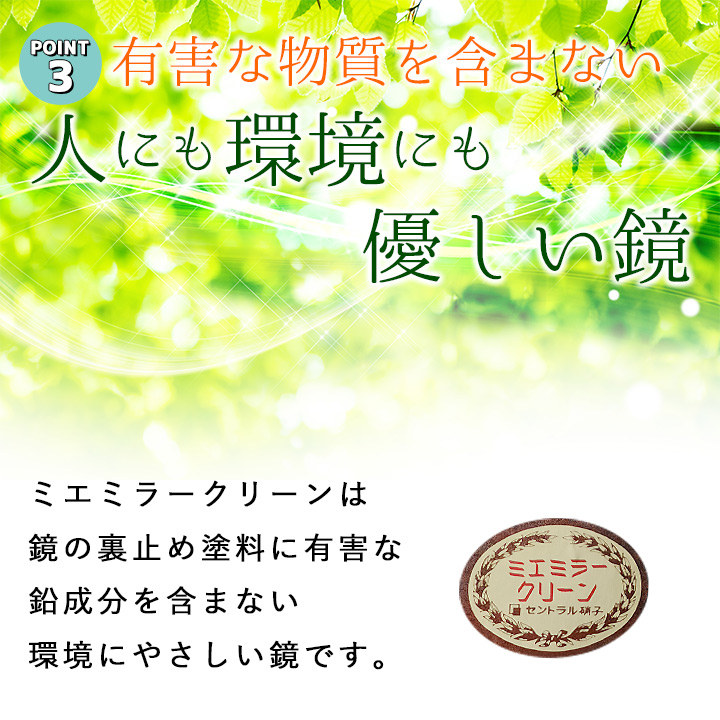 セントラル硝子 ミエミラークリーン 610×457mm 鏡 壁掛け ウォール