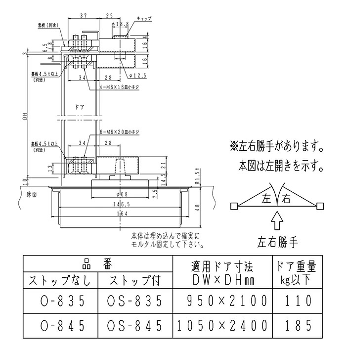 NewStar NEW STAR フロアヒンジ OS-845 O-845 日本ドアーチエック