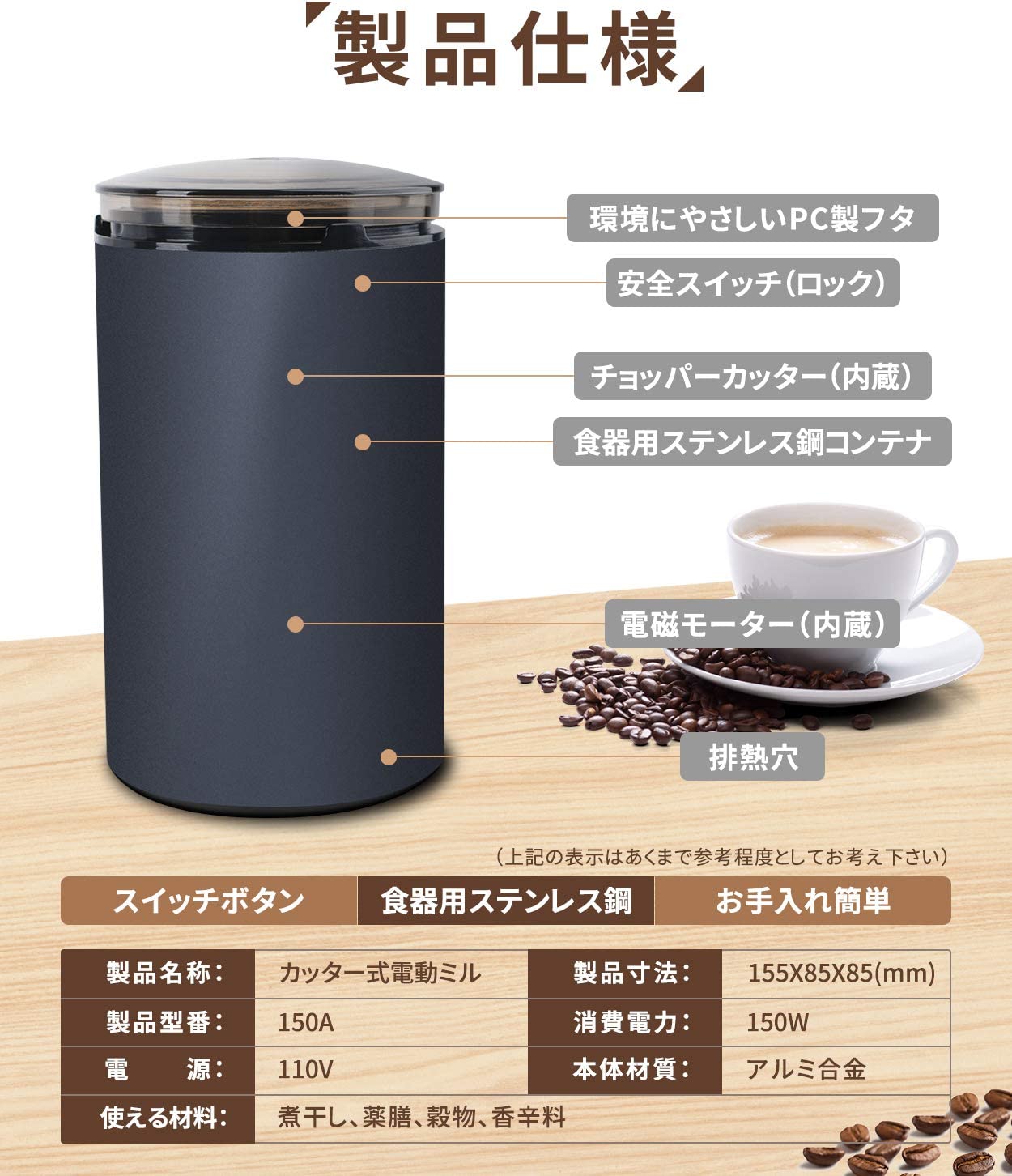 コーヒーミル 電動 コーヒーグラインダー ミルミキサー 粉末 コーヒー豆 ひき機 水洗い可能 豆挽き/緑茶/山椒/お米/調味料/穀物を挽く プレゼント  : kimu11241 : Kimura Market - 通販 - Yahoo!ショッピング