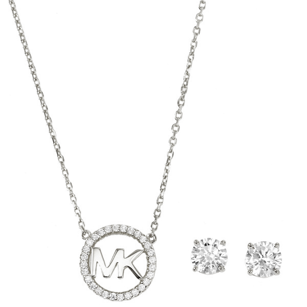 マイケルコース MICHAEL KORS MKC1260AN040 MKロゴ パヴェ サークル ネックレス ピアスセット シルバー クリア レディース アクセサリー