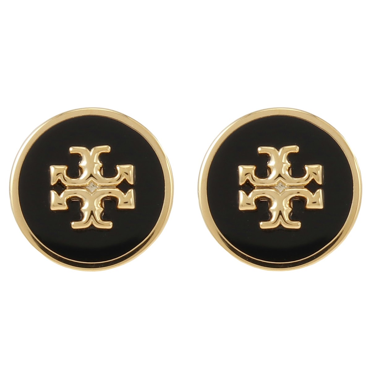 トリーバーチ Tory Burch 90547-720 キラ エナメル サークル スタッド ピアス ダブルT ロゴ ゴールド/ブラック レディース アクセサリー KIRA ENAMEL CIRCLE-STUD EARRING