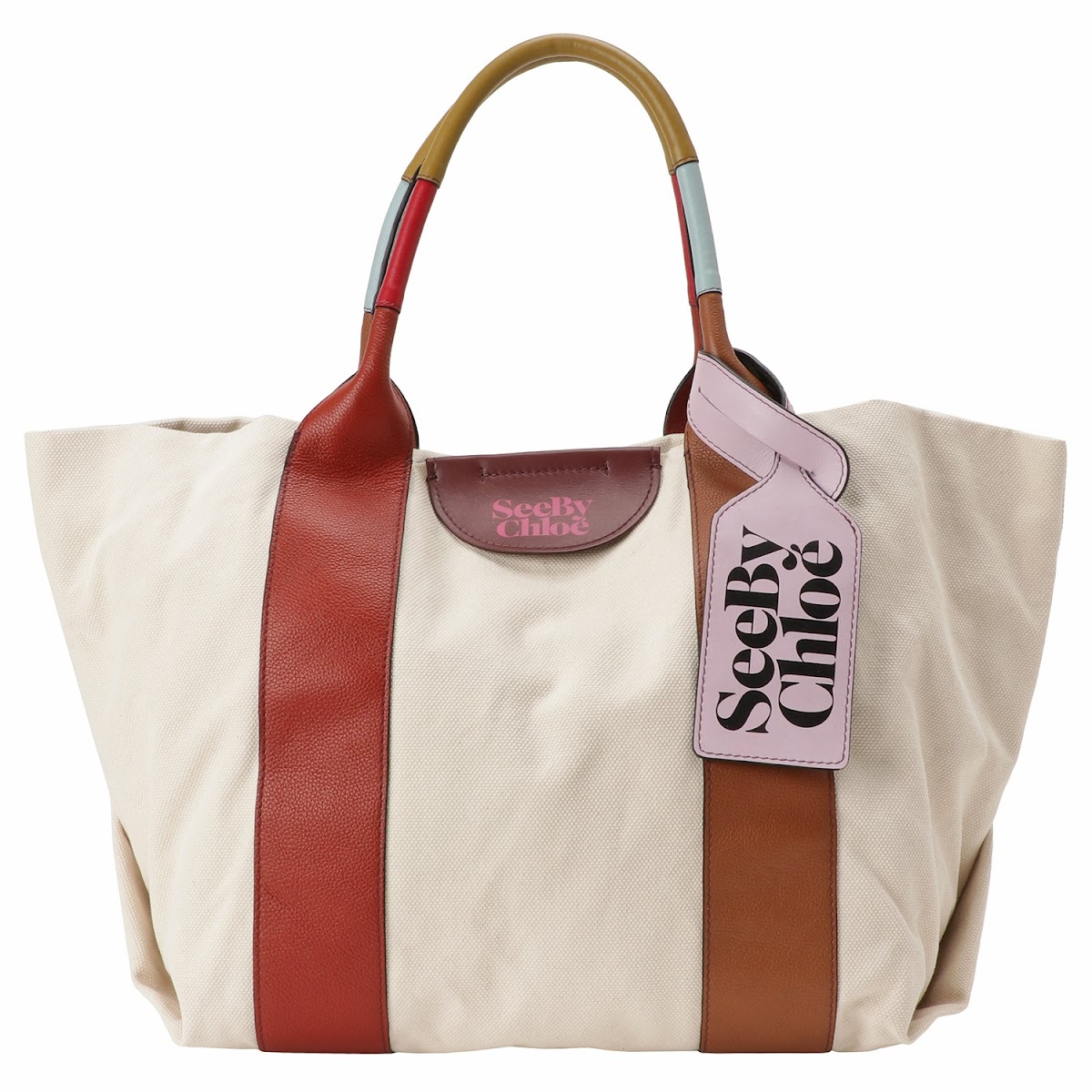 シーバイクロエ SEE BY CHLOE CHS22ASB63B04 642 レティシア キャンバス/レザー トートバッグ バーントヘンナ レディース LAETIZIA TOTE BAG