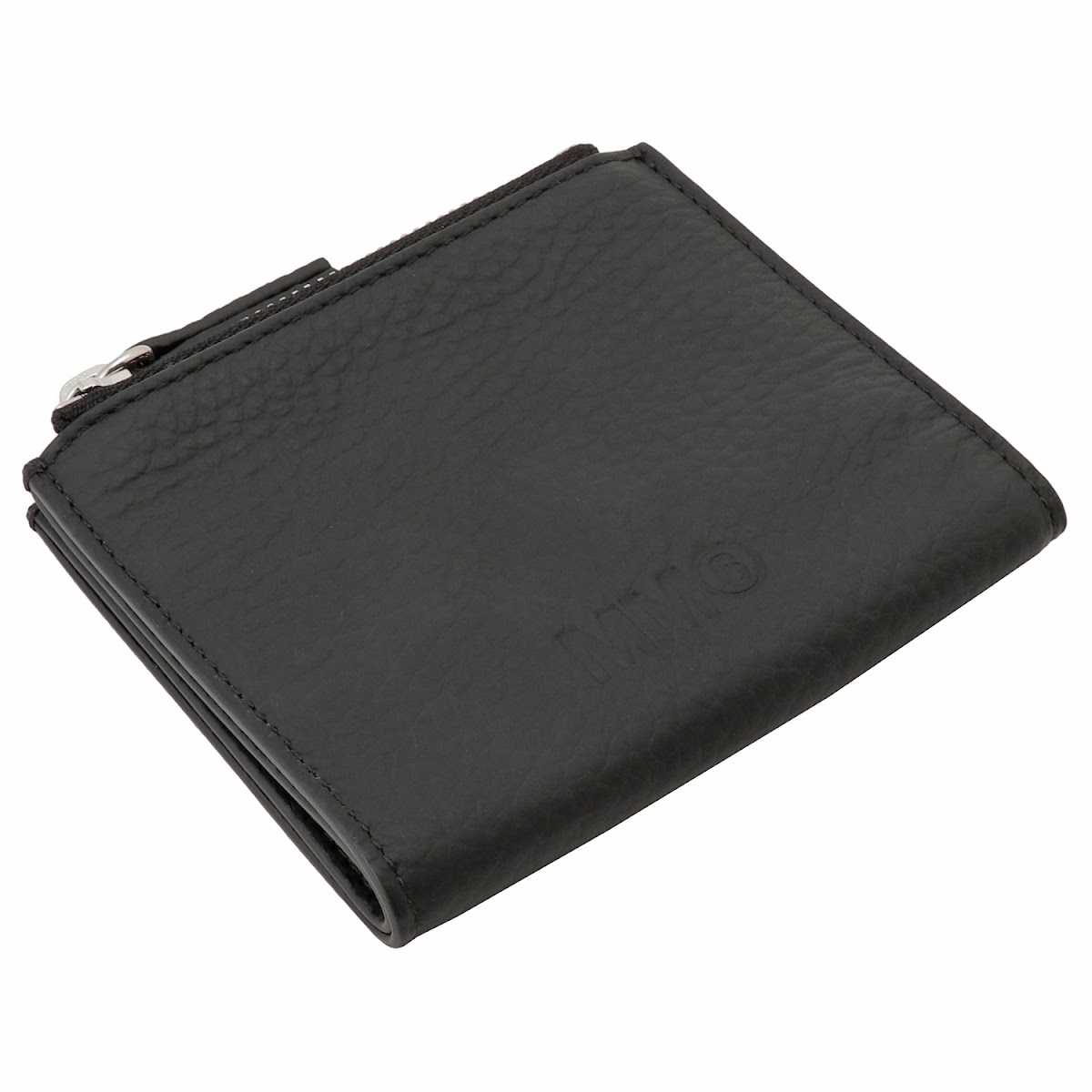 エムエムシックス メゾンマルジェラ MM6 SA5UI0001 P4535 H9095 エンボスロゴ 二つ折り財布 ミニ財布 ブラック レディース ユニセックス Flap Wallet  MM6 Embossed Logo