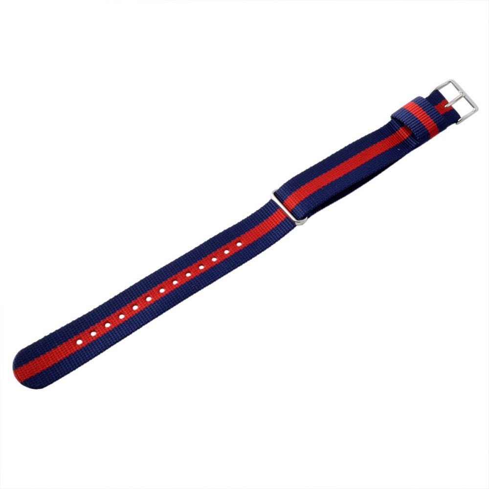 a less ALLES wbn19a021 [ tool un- necessary . installation easy !] arm belt for clock nylon stripe ( blue / red ) 19mm lever pin clock band nylon strap belt only 
