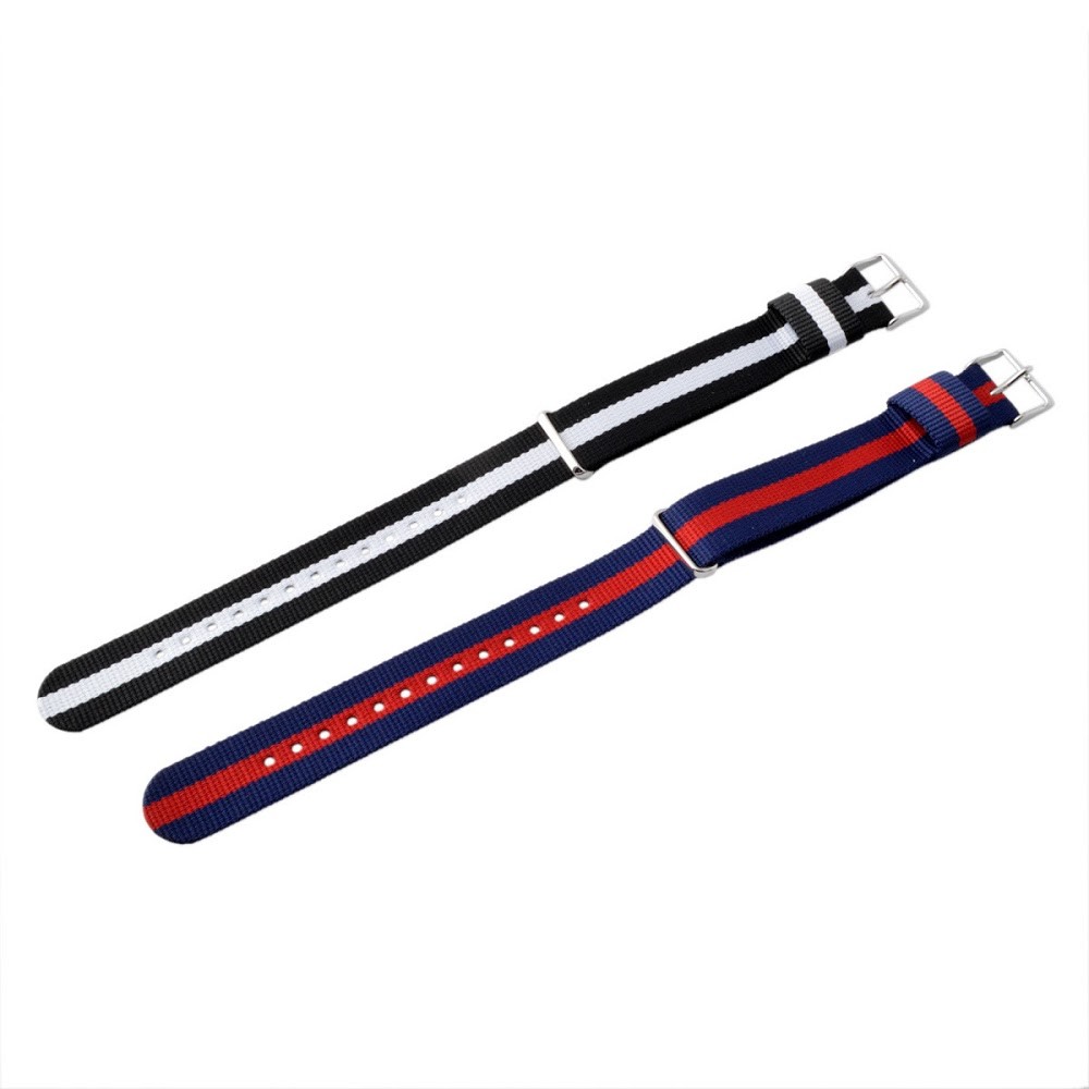 a less ALLES wbn19a021 [ tool un- necessary . installation easy !] arm belt for clock nylon stripe ( blue / red ) 19mm lever pin clock band nylon strap belt only 