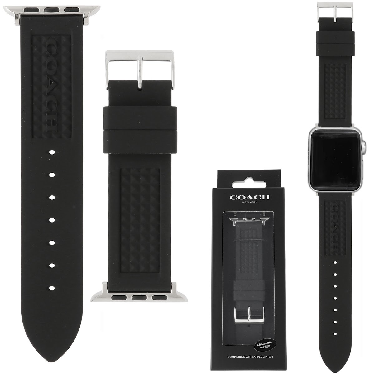 コーチ COACH 14700048  Apple watch strap アップル ウォッチ ストラップ 替えベルト 【42mm/44mm ケース対応 ※ベルトのみ】 ロゴエンボス ラバー ストラップ メンズ 交換バンド 付け替えベルト ユニセックス