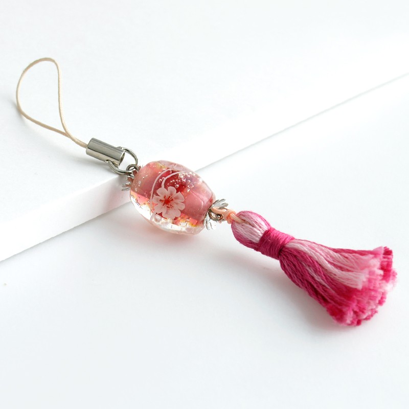 お得な2個セット」「花泡 タッセル ストラップ」タッセル 花 携帯 