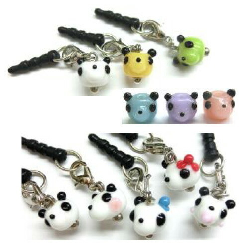 とんぼ玉 カラー 親子 パンダ イヤホンジャック