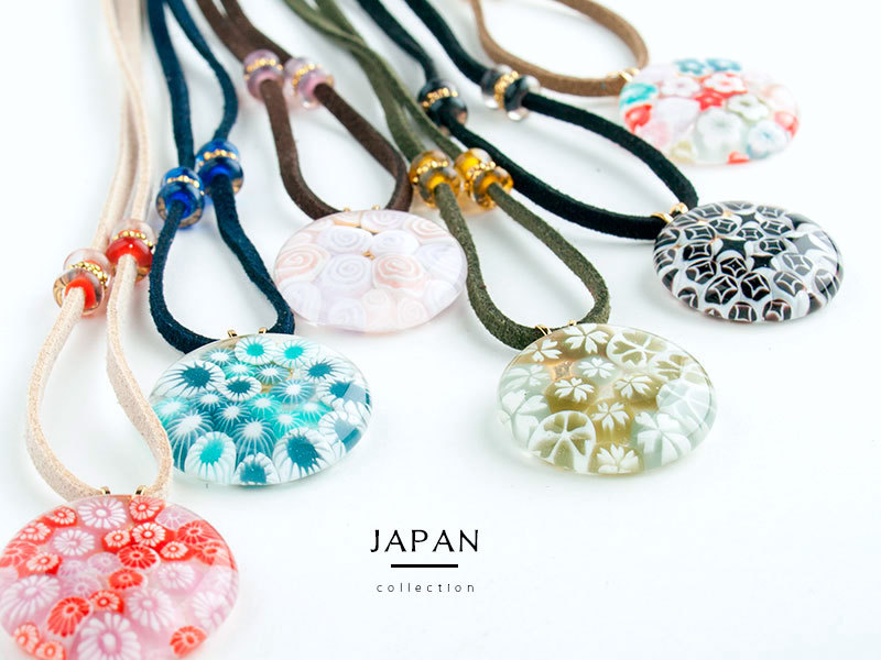 Japan ミルフィオリ ガラス ネックレス ペンダント アクセサリー