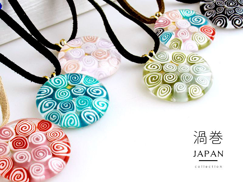 Japanミルフィオリネックレス01(渦巻)nen0390075-4