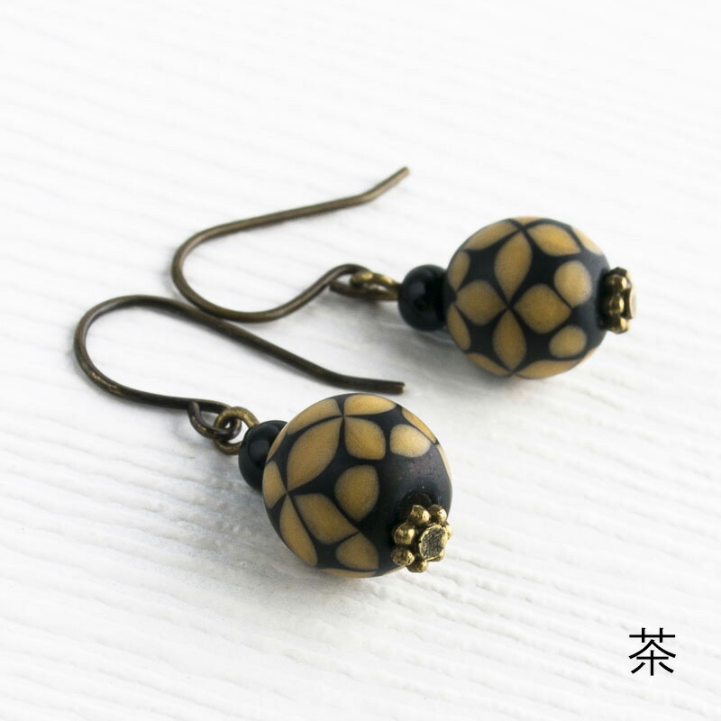 花影 mini ピアス / イヤリング 01」ガラス レディース とんぼ玉