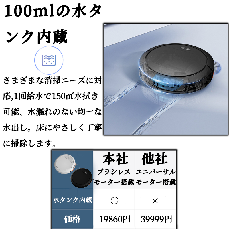 ロボット掃除機 5000Pa 強力吸引 高性能 あす楽 花粉対策 水拭き両用 