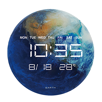 LEDデジタル時計 地球 月 惑星 掛け時計 置時計 カレンダー 温度 LED 給電式 スタイリッシュ おしゃれ###時計76901###｜kingdom-sp｜02