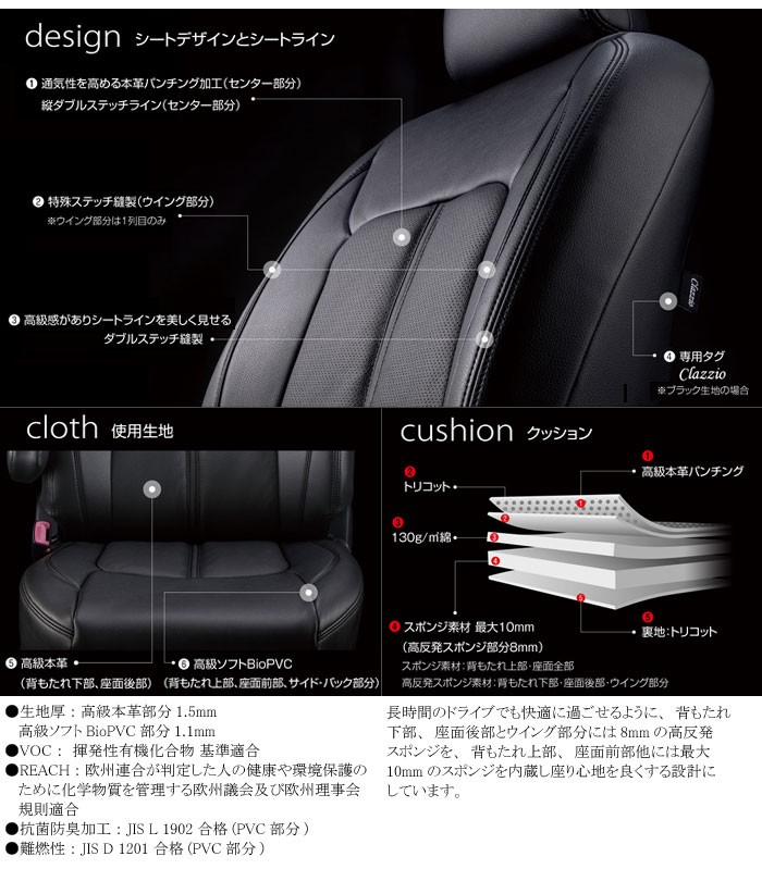 NV100クリッパーリオ シートカバー Clazzio Center Leather 軽自動車