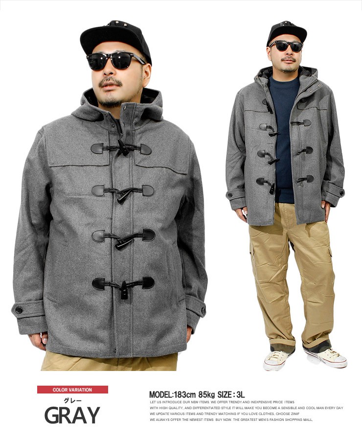 45R ダッフルコートコート ショート ブルゾン M ウール ダッフルコート メンズ 大きいサイズ 高密度 ウール メルトン ショート
