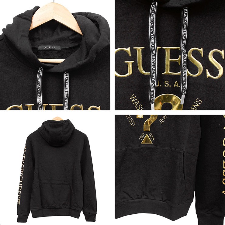 GUESS（ゲス） パーカー メンズ 大きいサイズ プルオーバー メタリック