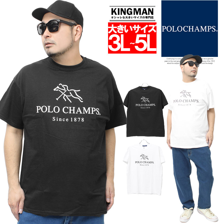 POLO CHAMPS ポロチャンプス 半袖 Tシャツ メンズ 大きいサイズ ロゴ プリント クルーネック カットソー 安い ワークマン プラス  :305701:KINGMAN 通販 