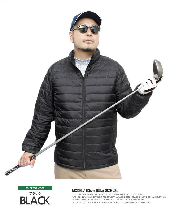 大きいサイズ ゴルフウェア メンズ ダウンジャケット リアルダウン 軽量 薄手 スタンド ジャケット...