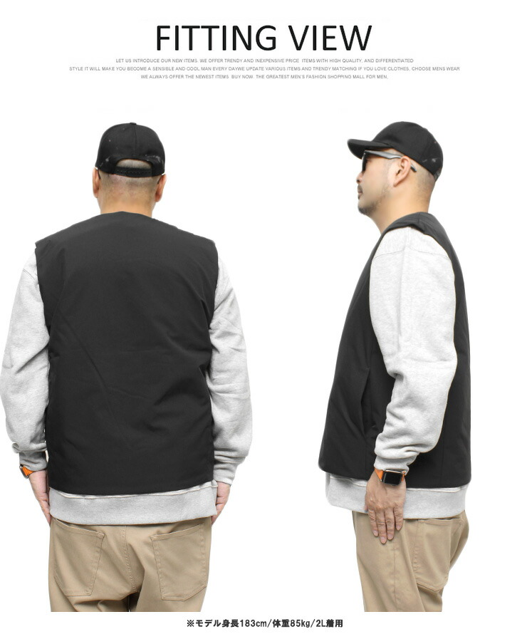 大きいサイズ ゴルフウェア メンズ 中綿 ダウンベスト 撥水加工 防風