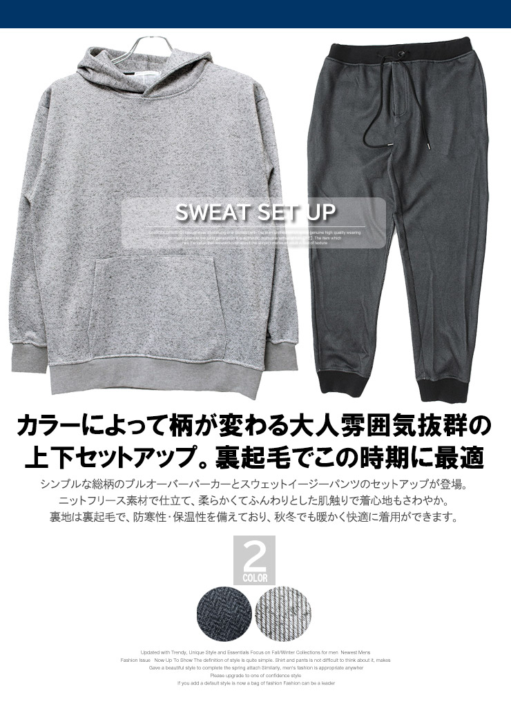 セットアップ メンズ 大きいサイズ 裏起毛 柄 パーカー スウェット