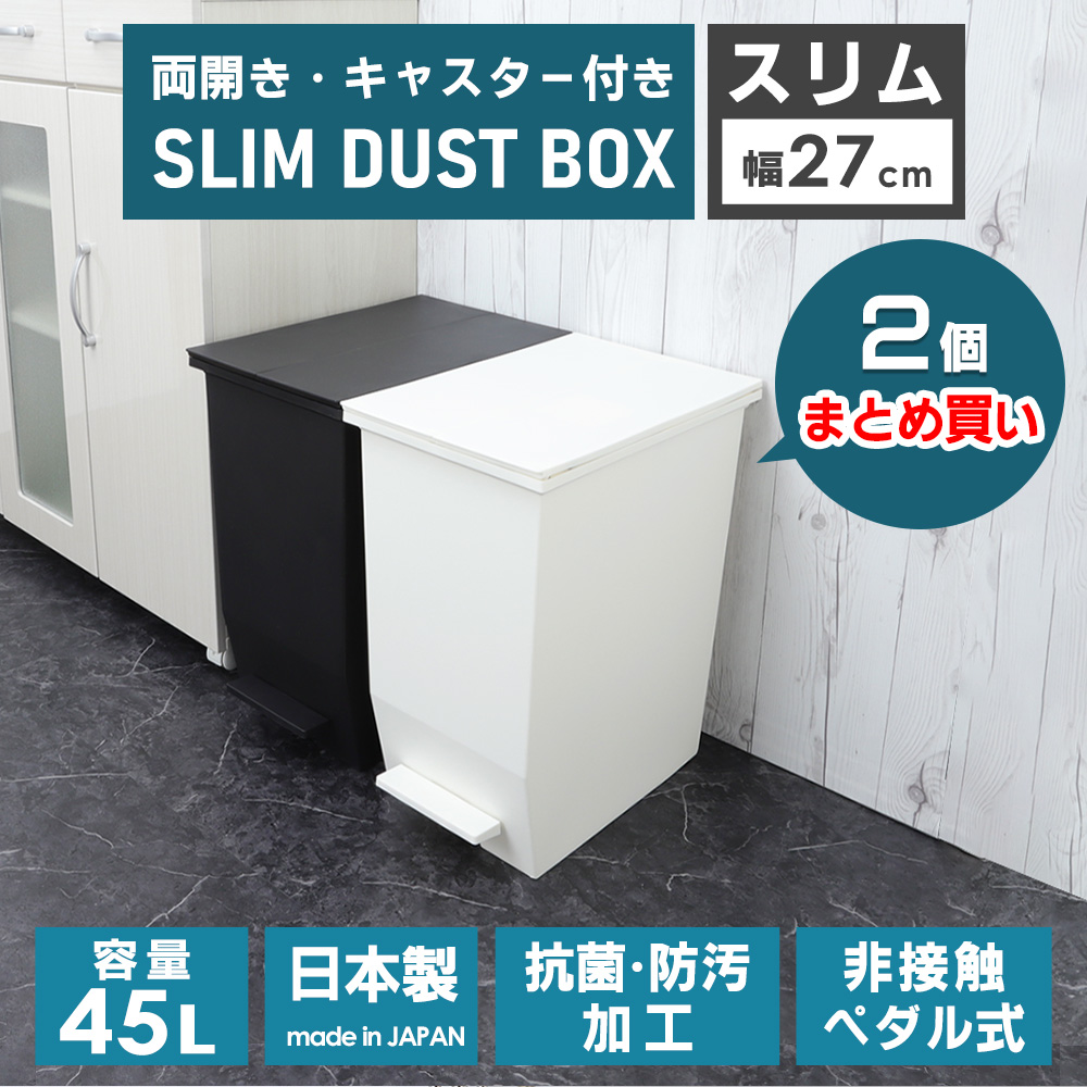 ゴミ箱 45 リットル L キッチン 用 2個セット 両開き キャスター 蓋