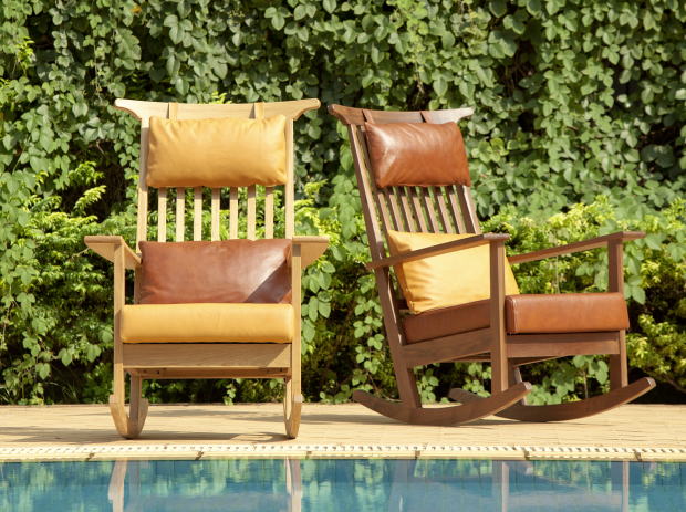 ロッキングチェア 安楽椅子 イス 天然木 ウォールナット 本革