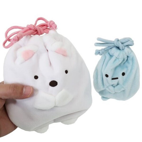 FREE ! やわらか　マスコット　ぬいぐるみ　ミニ巾着　15点セット San-X すみっコぐらし「ぬいぐるみ巾着 大小2枚セット(しろくま