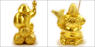 金箔貼 恵比寿・大黒天置物「こがね 福えびす・大黒セット」の説明