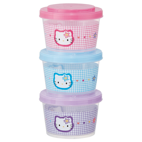 sanrio ハローキティ「カオハナ／ジョイント式薄肉保存容器3P
