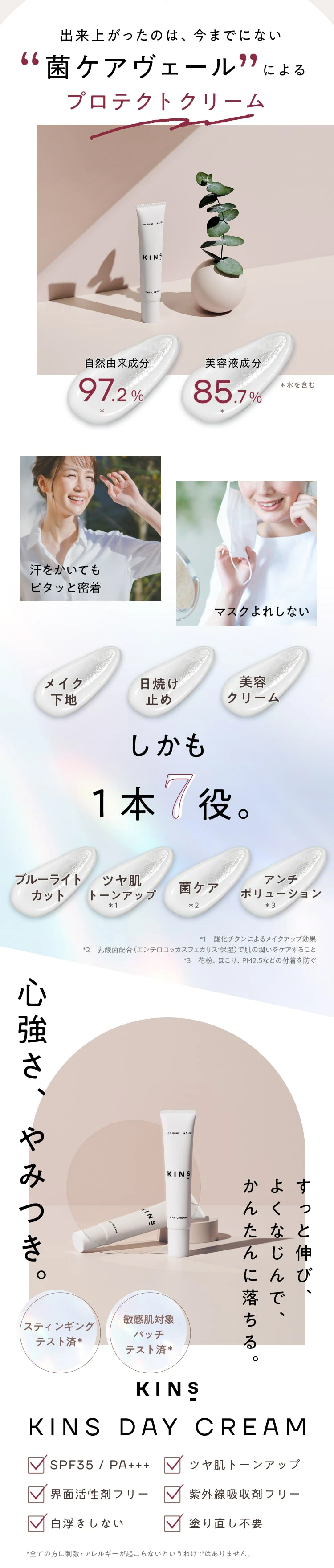 KINS キンズ 日焼け止め 下地 化粧下地 UVカット SPF 35/PA+++