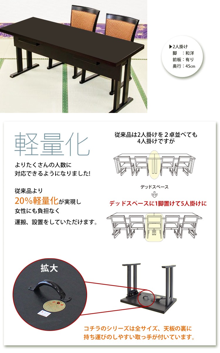 6人掛け お座敷用 日本製 宴会・会議テーブル 業務用 畳・カーペットが