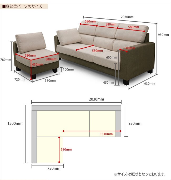 3人掛け+1人掛けorスエーズロング カウチソファ ハイタイプorロー