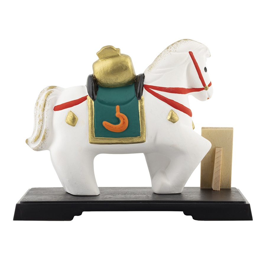 2026年 干支 馬 うま 開運 小槌乗せ飾り福午 置物 置き物 コンパクト