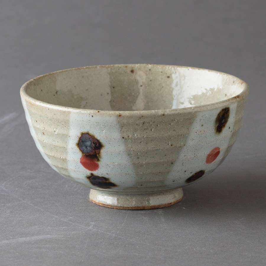 小石原焼蓋付き茶碗 赤と青のグラデーション2客