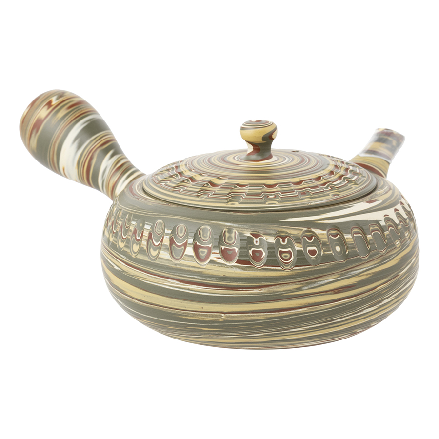 常滑焼 和泉 黎鳳作品 緑釉・尺三深鉢 輪花型 左右38.6X 高さ13.1 常滑焼 急須 陶仙 緑錬込み中帯カット 300ml セラメッシュ 玉露 かぶせ