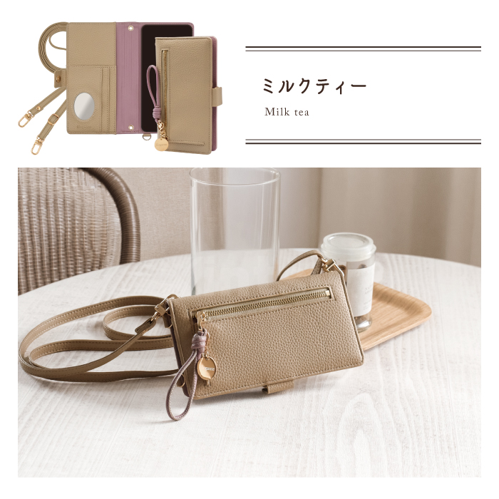 スマホケース ファスナーポケット 2Way ショルダー 手帳型 android AQUOS Sense4 basic ケース aquos sense4 basic アクオスセンス4ベーシック スマホカバー JG | Elegante | 19