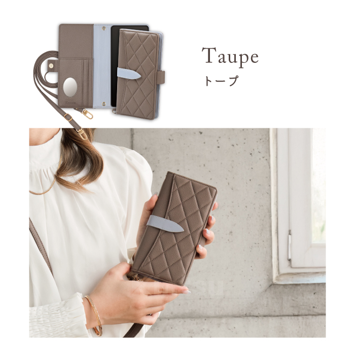 Elegante スマホケース キルティング 2way ショルダー 手帳型 iPhoneX