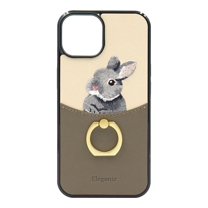 Elegante rabbits うさぎ刺繍 iPhone14 13 ケース 14pro max iPhone se 第3世代 ケース TPU リング付き アイフォン14 13 携帯ケース YH｜kintsu｜04