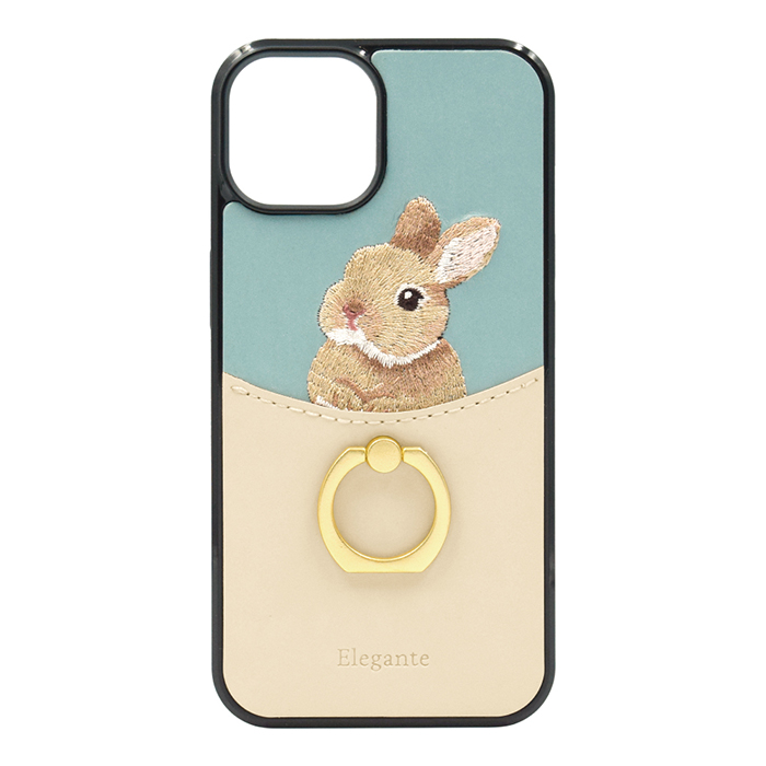 Elegante rabbits うさぎ刺繍 iPhone14 13 ケース 14pro max iPhone se 第3世代 ケース TPU リング付き アイフォン14 13 携帯ケース YH｜kintsu｜03