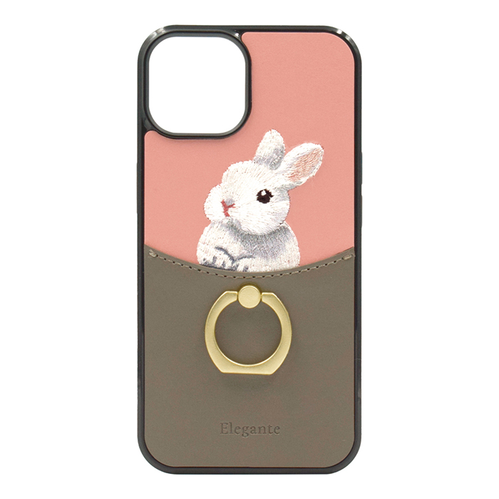 Elegante rabbits うさぎ刺繍 iPhone14 13 ケース 14pro max iPhone se 第3世代 ケース TPU リング付き アイフォン14 13 携帯ケース YH｜kintsu｜02