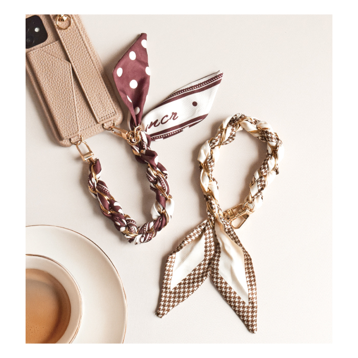 ハンドストラップ スカーフ&チェーン ショートストラップ 手首 スマホ