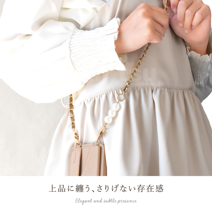 パール&レザーチェーンショルダーストラップ ショルダー ショルダーストラップ ストラップホルダー付き おしゃれ スマホ ストラップ スマホショルダー YH TJ |  | 04